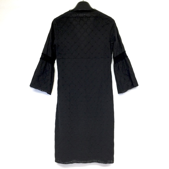 COLLECTIVE CLOTHING Black Cotton Eyelet Dress, S - Picture 4 of 9